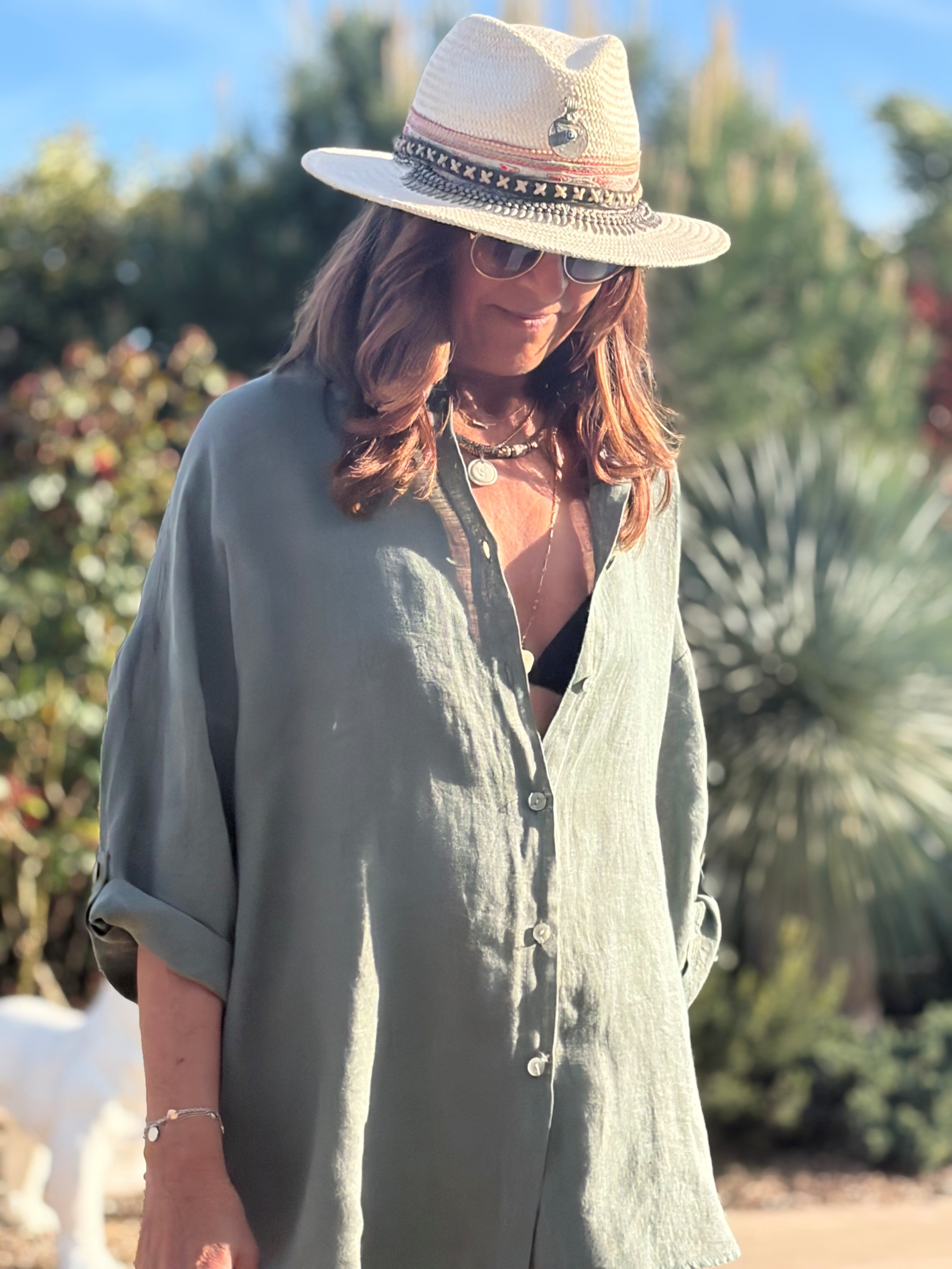 Chemise Oversize en Lin – Style Bohème Chic
