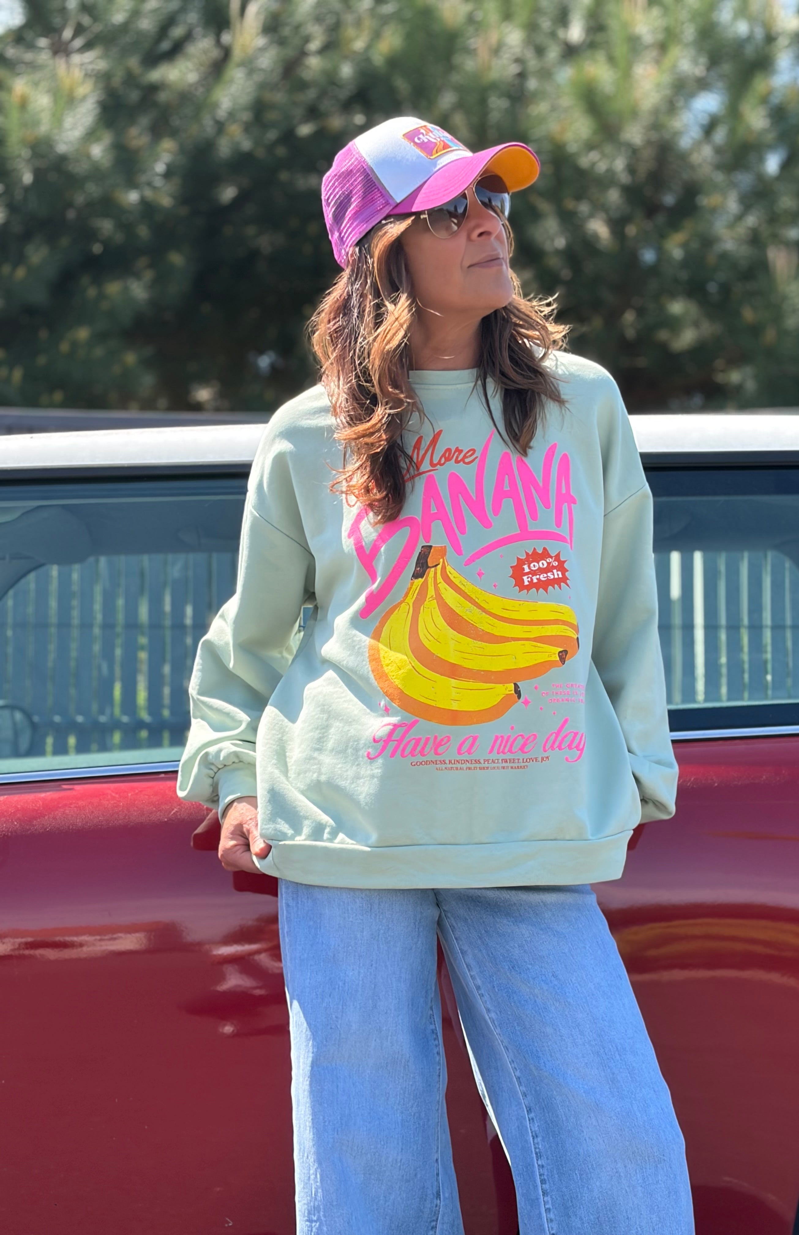 Sweat-shirt long vert amande