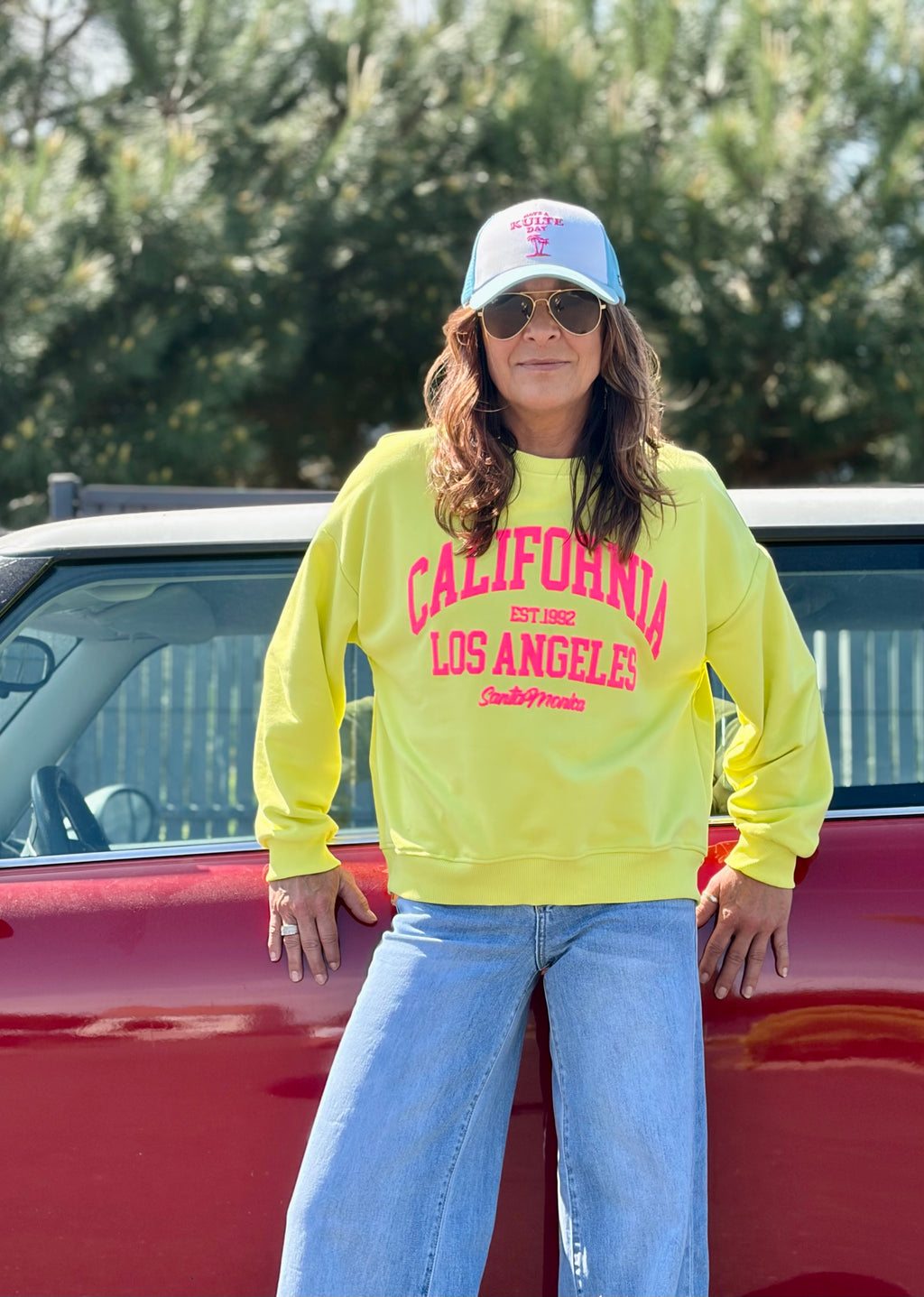 Sweat-shirt long Jaune fluo - citron électrique