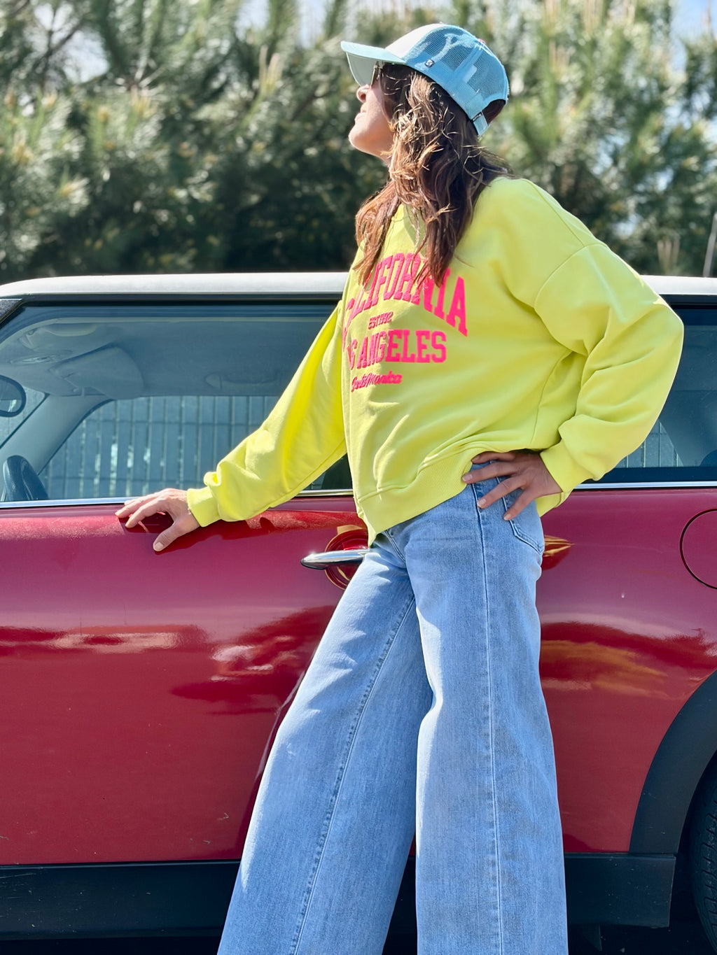 Sweat-shirt long Jaune fluo - citron électrique