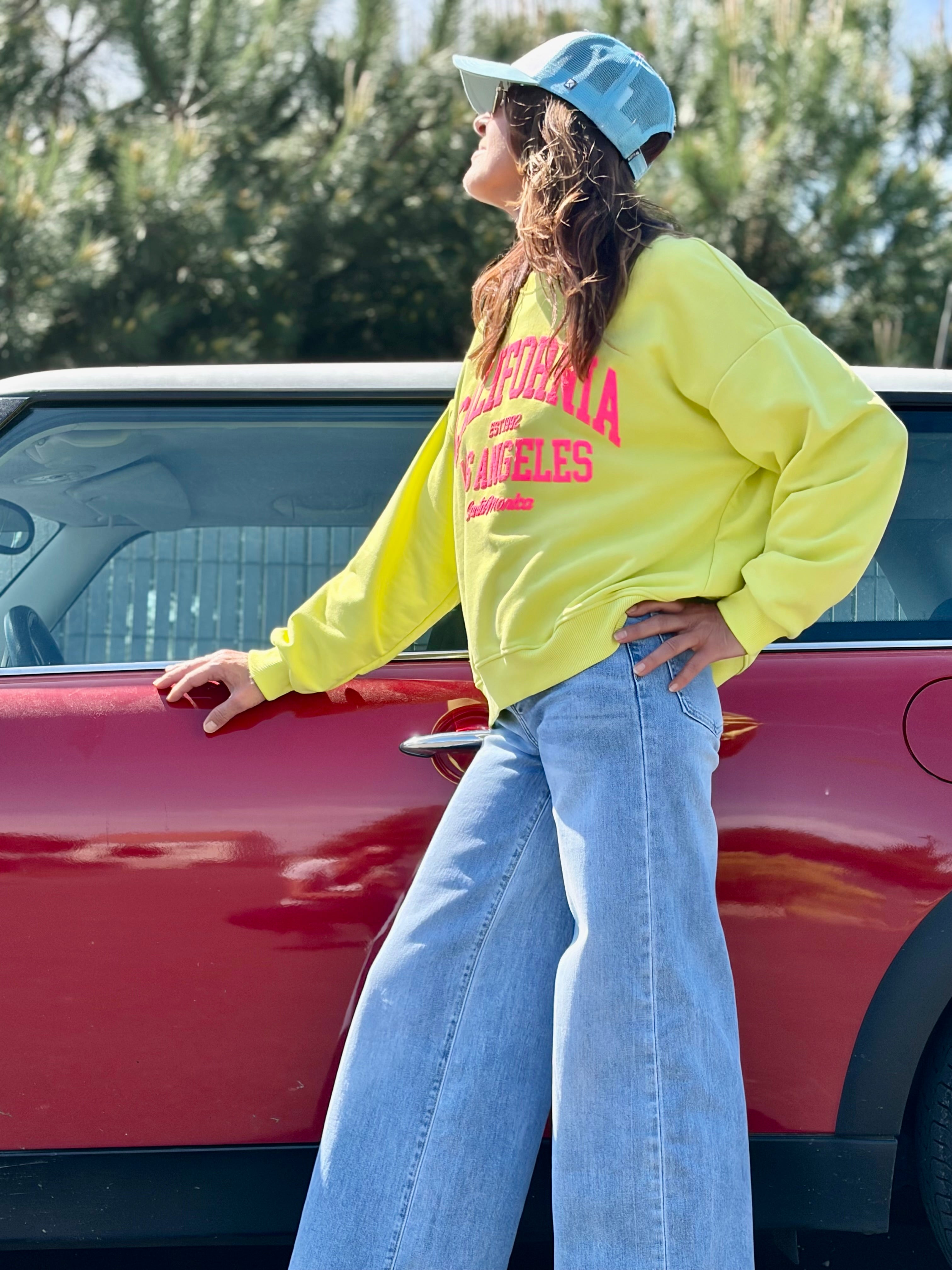 Sweat-shirt long Jaune fluo - citron électrique