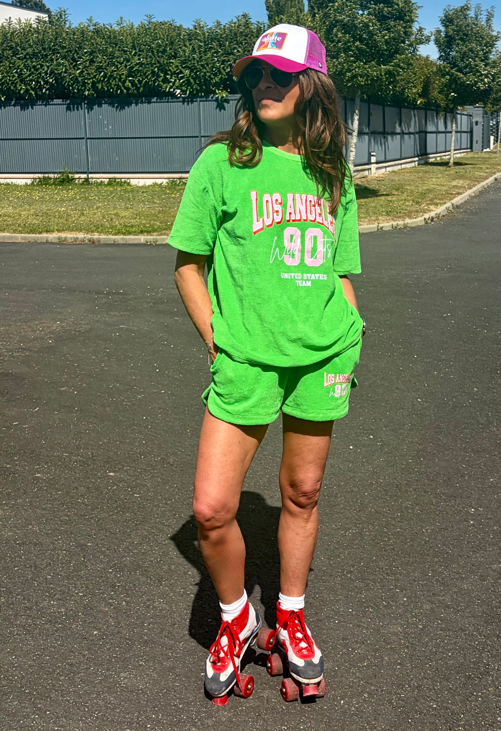 Ensemble t-shirt et short vert