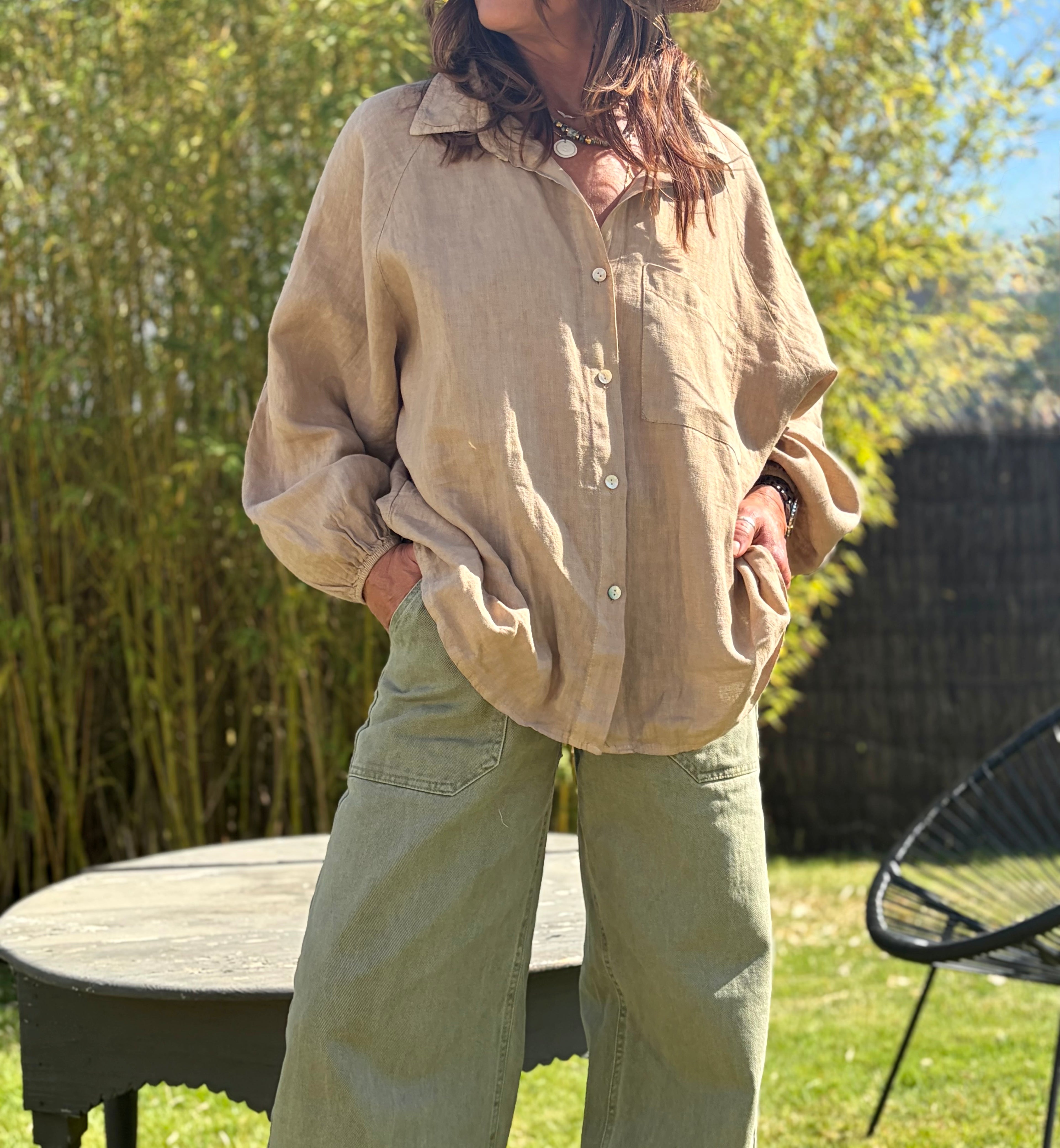 Chemise longue en lin