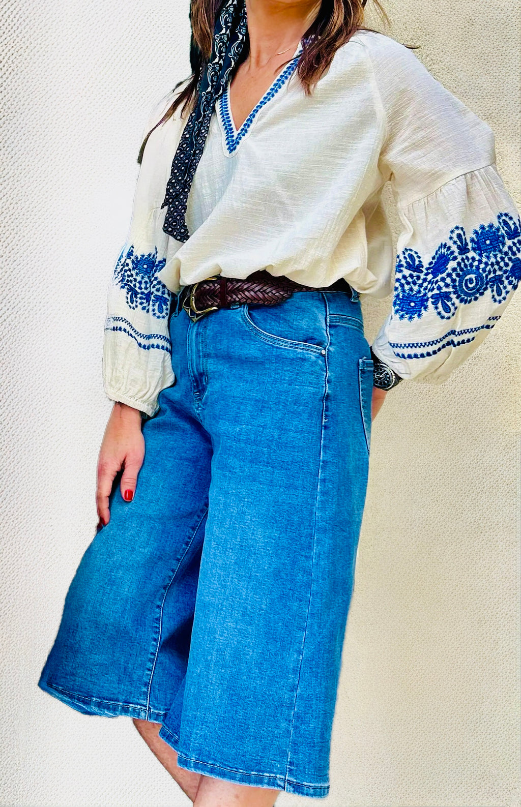 Blouse broderie bleu
