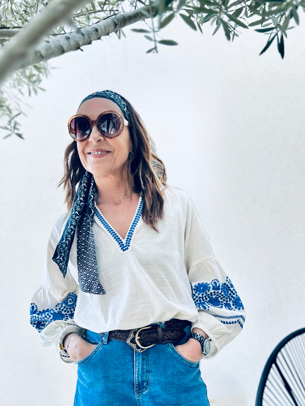 Blouse broderie bleu